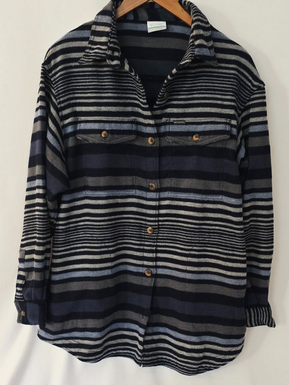 Columbia Women's Calico Basin Shirt Jacket, Dark Nocturnal Stripe, Medium